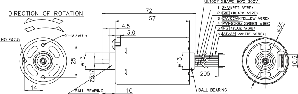 YDL-BL DC Motor Model:36-50-57