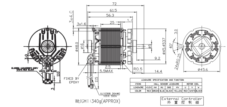 YDL-BL DC Motor Model:48-25