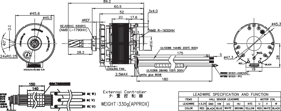 YDL-BL DC Motor Model:48-15-20-23